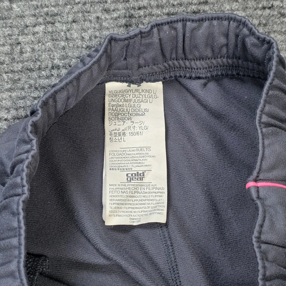 Under Armour ColdGear Loose Fit Athletic Pants Girl's‎ Youth Large Gray Pink